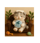 ソファでまったり♡フエルトねこスタンプ40（個別スタンプ：31）