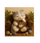 ソファでまったり♡フエルトねこスタンプ40（個別スタンプ：32）