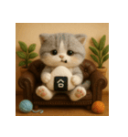 ソファでまったり♡フエルトねこスタンプ40（個別スタンプ：35）