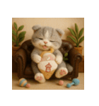 ソファでまったり♡フエルトねこスタンプ40（個別スタンプ：36）