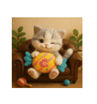 ソファでまったり♡フエルトねこスタンプ40（個別スタンプ：37）