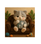 ソファでまったり♡フエルトねこスタンプ40（個別スタンプ：38）
