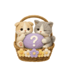 フェルト猫の花かごスタンプ♪40のきもち（個別スタンプ：1）