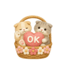 フェルト猫の花かごスタンプ♪40のきもち（個別スタンプ：3）