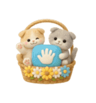 フェルト猫の花かごスタンプ♪40のきもち（個別スタンプ：5）