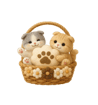 フェルト猫の花かごスタンプ♪40のきもち（個別スタンプ：7）