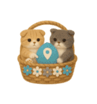 フェルト猫の花かごスタンプ♪40のきもち（個別スタンプ：9）