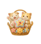 フェルト猫の花かごスタンプ♪40のきもち（個別スタンプ：18）