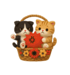 フェルト猫の花かごスタンプ♪40のきもち（個別スタンプ：21）
