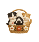 フェルト猫の花かごスタンプ♪40のきもち（個別スタンプ：35）