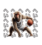 日本猿×バスケットボール！3Dリアル（個別スタンプ：5）