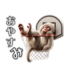 日本猿×バスケットボール！3Dリアル（個別スタンプ：8）