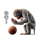 日本猿×バスケットボール！3Dリアル（個別スタンプ：14）
