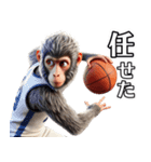 日本猿×バスケットボール！3Dリアル（個別スタンプ：35）
