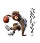 日本猿×バスケットボール！3Dリアル（個別スタンプ：37）