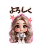 オーバーオールの女の子♡【BIG】（個別スタンプ：2）