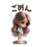 オーバーオールの女の子♡【BIG】（個別スタンプ：9）