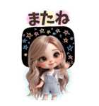 オーバーオールの女の子♡【BIG】（個別スタンプ：21）