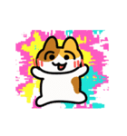動く！カラフル背景三毛猫（個別スタンプ：2）