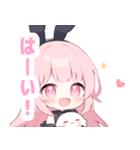 黒バニー×ピンクの女の子スタンプ（個別スタンプ：16）