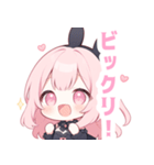 黒バニー×ピンクの女の子スタンプ（個別スタンプ：24）