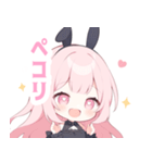 黒バニー×ピンクの女の子スタンプ（個別スタンプ：25）