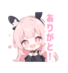 黒バニー×ピンクの女の子スタンプ（個別スタンプ：38）