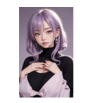 紫色の女の子の写真（個別スタンプ：1）