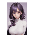 紫色の女の子の写真（個別スタンプ：11）