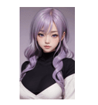 紫色の女の子の写真（個別スタンプ：21）