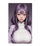 紫色の女の子の写真（個別スタンプ：22）