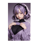 紫色の女の子の写真（個別スタンプ：23）