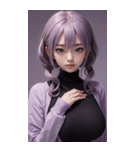 紫色の女の子の写真（個別スタンプ：25）