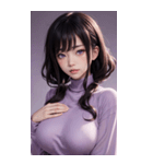 紫色の女の子の写真（個別スタンプ：30）