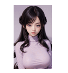 紫色の女の子の写真（個別スタンプ：31）