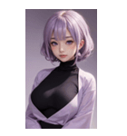 紫色の女の子の写真（個別スタンプ：32）