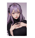 紫色の女の子の写真（個別スタンプ：33）