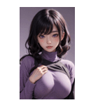 紫色の女の子の写真（個別スタンプ：34）