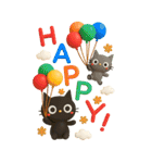 BIGスタンプ★黒ねこの誕生日＆お祝い3D（個別スタンプ：20）
