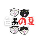 【暑い】しゃーッ！夏の白黒にゃんず（個別スタンプ：35）