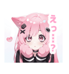 ピンク×タレ目ガールスタンプ（個別スタンプ：10）