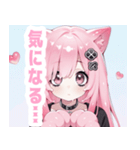 ピンク×タレ目ガールスタンプ（個別スタンプ：11）