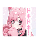 ピンク×タレ目ガールスタンプ（個別スタンプ：16）