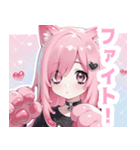 ピンク×タレ目ガールスタンプ（個別スタンプ：21）