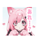 ピンク×タレ目ガールスタンプ（個別スタンプ：24）