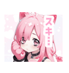 ピンク×タレ目ガールスタンプ（個別スタンプ：31）