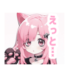 ピンク×タレ目ガールスタンプ（個別スタンプ：32）