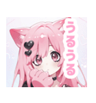 ピンク×タレ目ガールスタンプ（個別スタンプ：33）