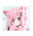 ピンク×タレ目ガールスタンプ（個別スタンプ：36）