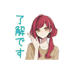 普段着赤髪女子★ちょうどいい距離感（個別スタンプ：3）